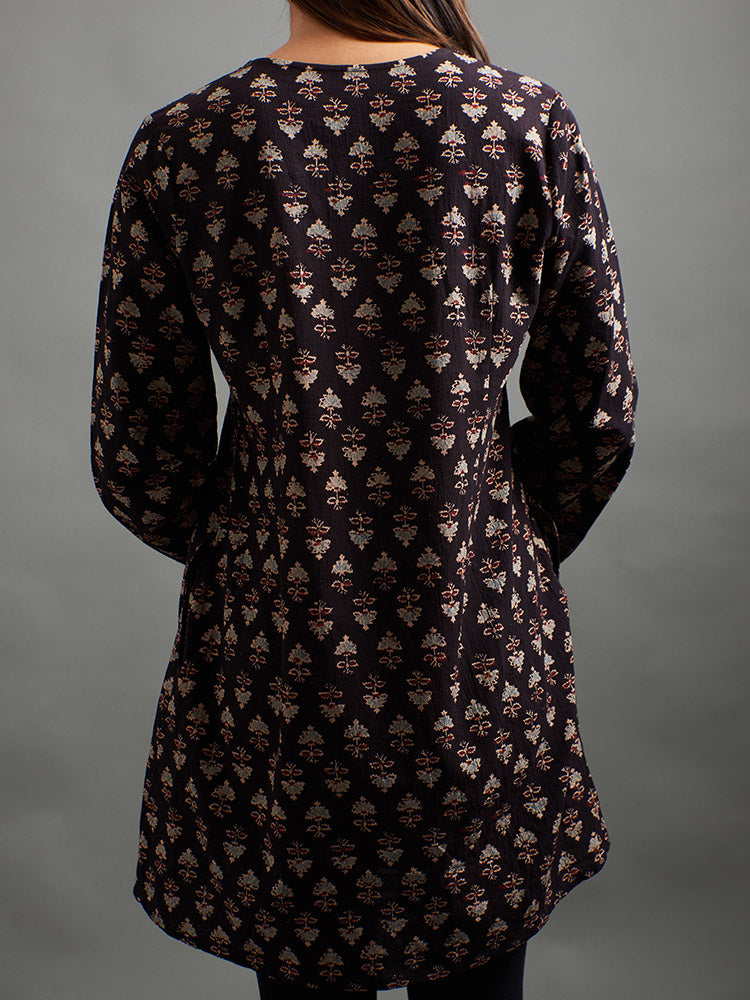 Victoria Tunic Dress - Black Mini Blossom